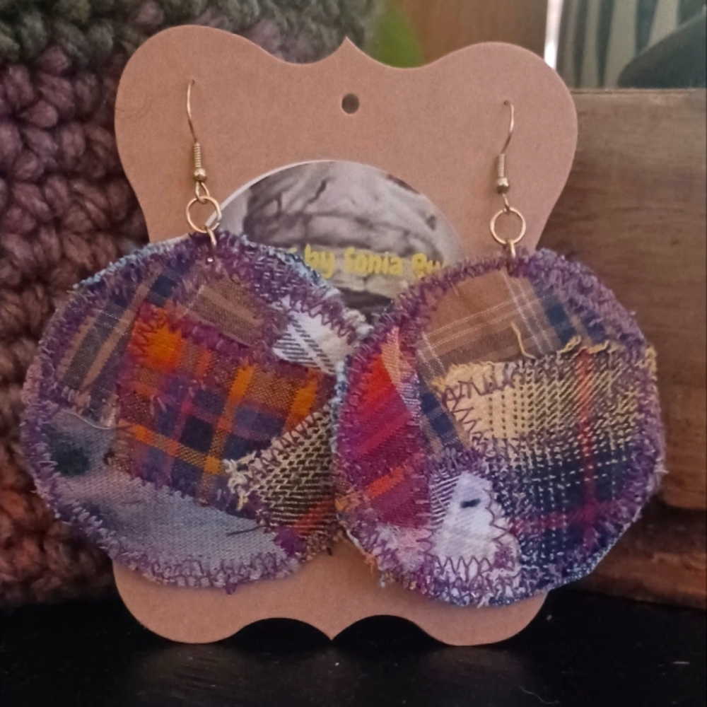 Handcrafted Colorful Patchwork Fabric Earrings